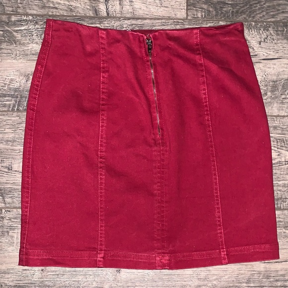 Altar’d State Maroon&Paneled Body Con Mini Skirt - Picture 2 of 5